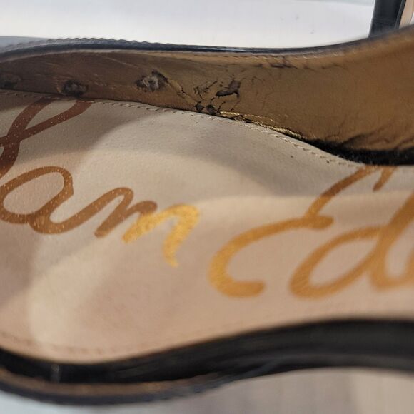 Sam Edelman  9.5M 'ONYX' Black Leather Pointed Toe Pumps Stiletto Croc Embossed - Picture 10 of 14